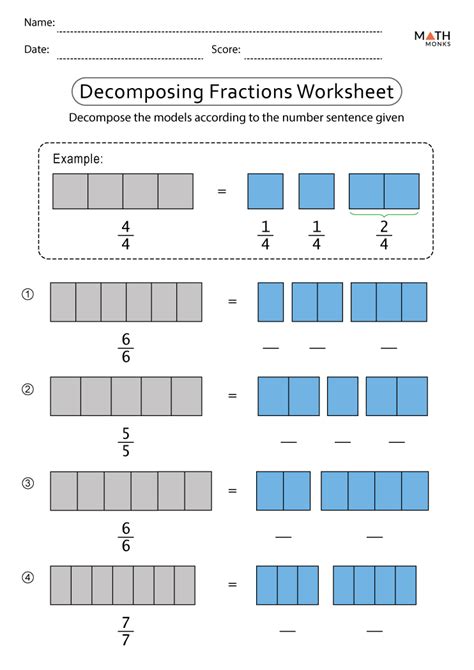 decomposing fractions worksheet 4th grade pdf free